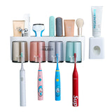 Toothbrush Holder Suit Punch-free Wall-mounted Toothpaste Squeezer Brushing Mouthwash Cup Bathroom Storage Box Storage Rack